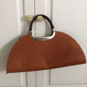 genuine leather handbag with silver detailing